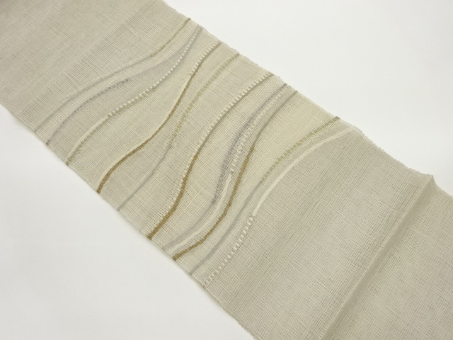 紗紬曲線模様織出し名古屋帯